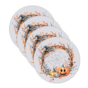 Kit Capa Sousplat Halloween Abobora - 4 Peças
