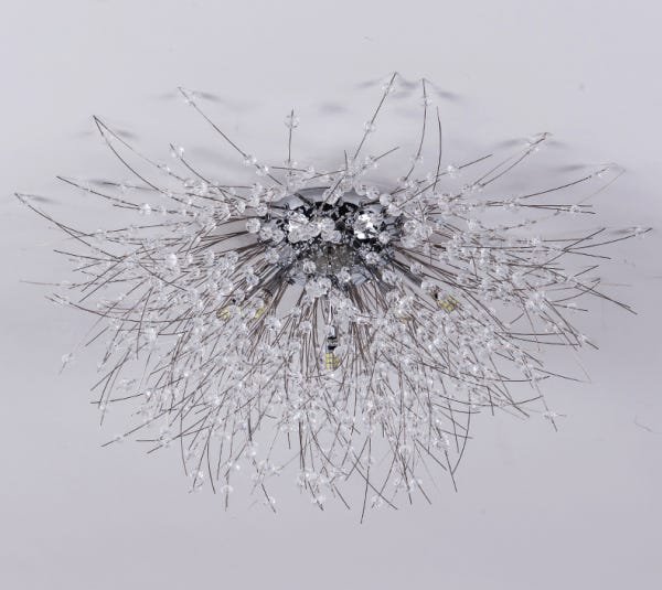 Lustre Plafon Cristal Flor Dente de Leão 50cm para Sala Estar Jantar e Quarto Cor: Cromado - 1