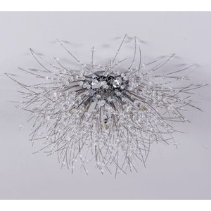 Lustre Plafon Cristal Flor Dente de Leão 50cm para Sala Estar Jantar e Quarto Cor: Cromado