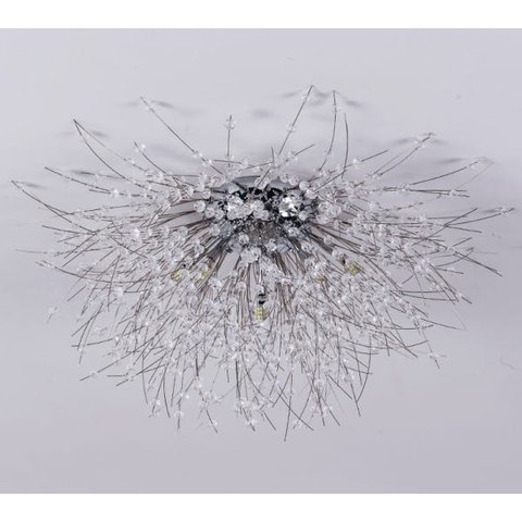 Lustre Plafon Cristal Flor Dente de Leão 50cm para Sala Estar Jantar e Quarto Cor: Cromado