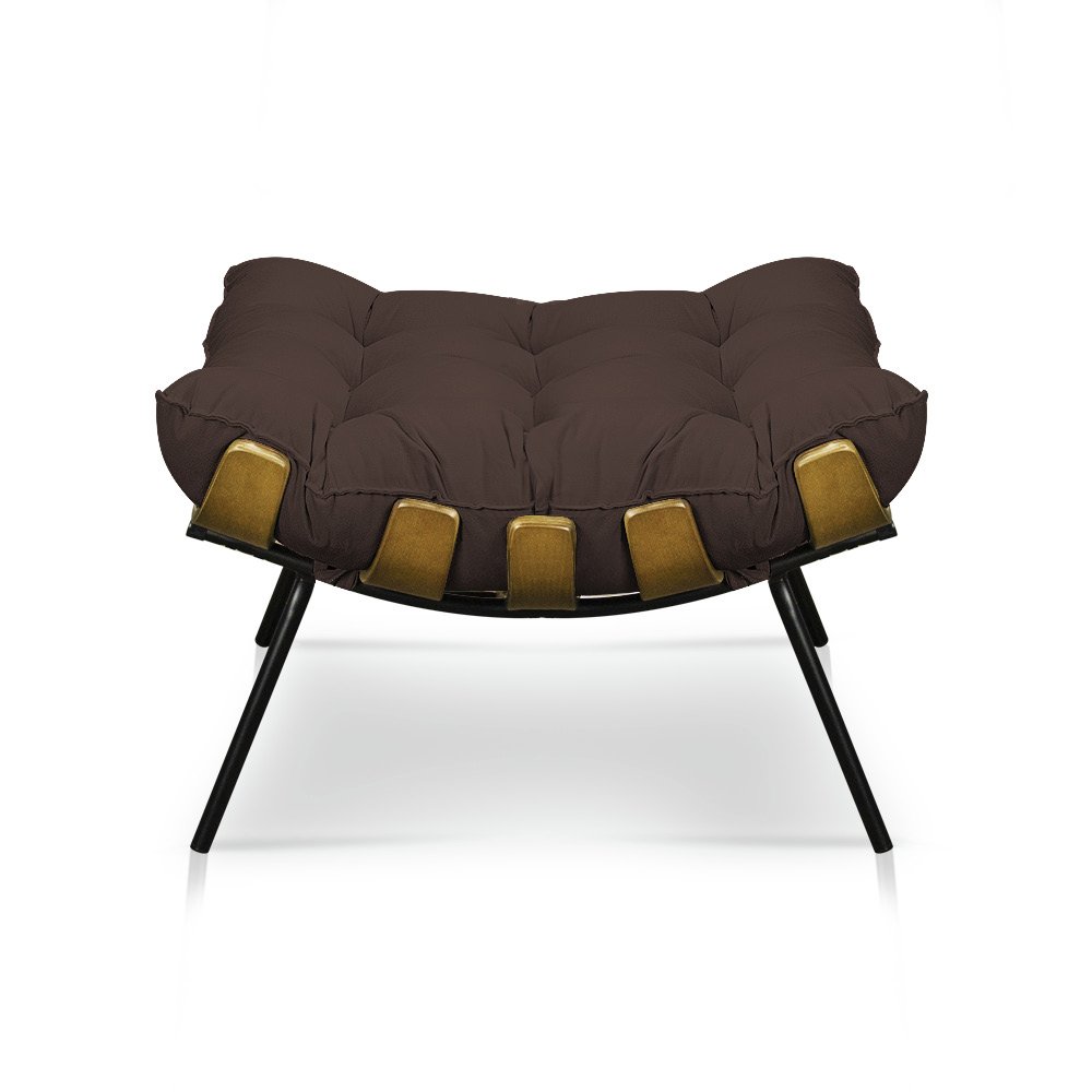 Puff Decorativo Costela Sala E Escritório Suede Marrom
