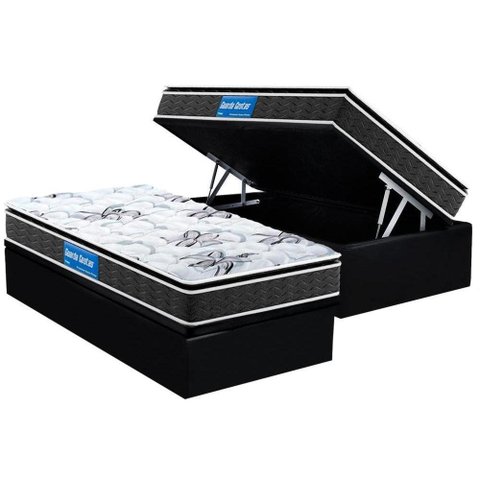Conjunto Box Baú Solteiro: Colchão Espuma Probel D33 Guarda Costas Premium Extra Firme Pillow Top