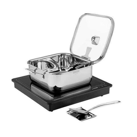 Combo de Mesa de Aquecimento a Indução 220 V Tramontina com Panela Quadrada Suporte para Tampa e