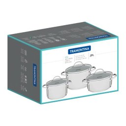 Jogo de Panelas Tramontina Una em Aço Inox com Fundo Triplo e Tampas de Vidro 3 Peças - 2