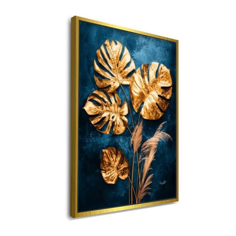 Quadro Costela de Adao: Moldura Dourada/ 80x120