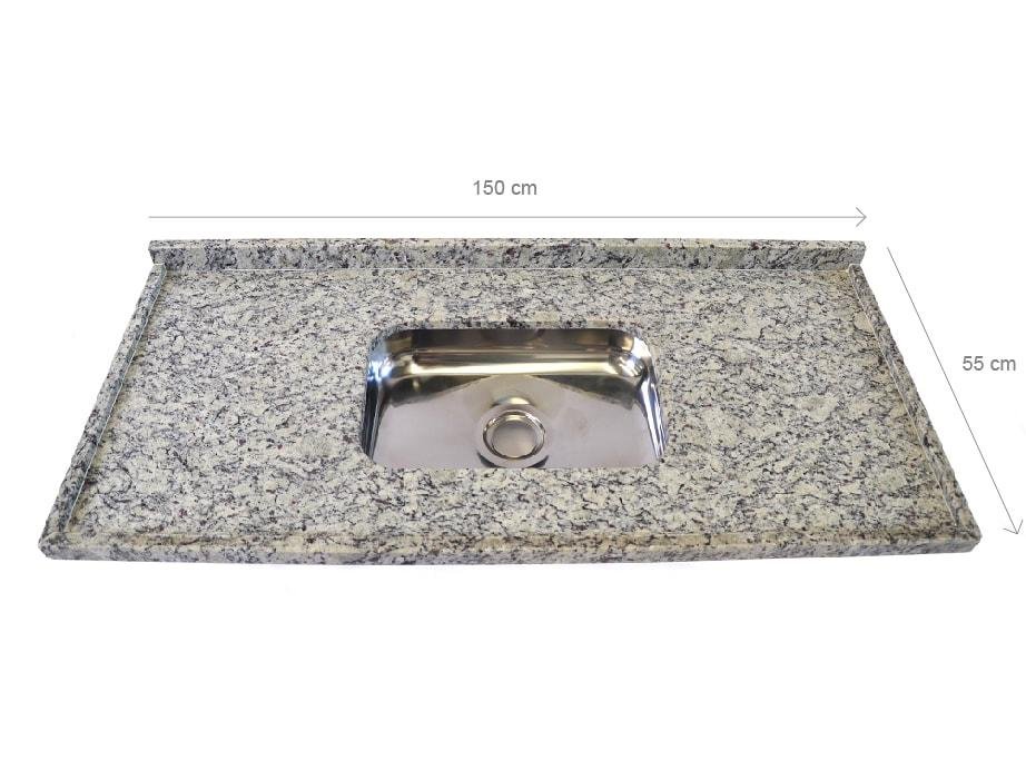 Pia de Cozinha Arabesco Levorato Pias – 150x55cm – Granito Cinza Arabesco - 8