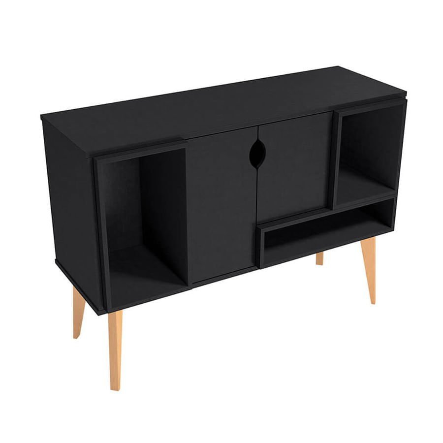 Rack Gael 120cm Para Tv C/ 3 Nichos Russ Preto Textura Falkk ...