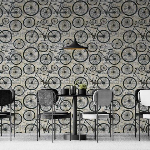 Papel de Parede Casual Bicicletaria Gh Papel de Parede 3,0m