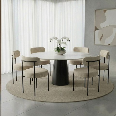 Cadeira Sala de Jantar Margara Kit 6 em Aço Preto Napoli Impermeável D03 - D'Rossi