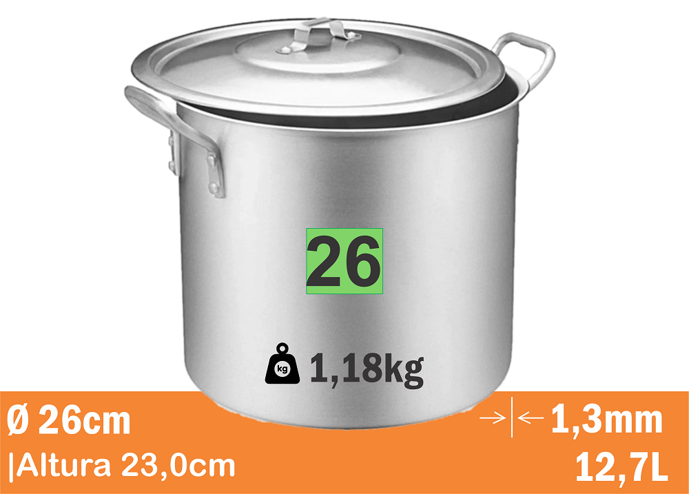 Caldeirao Standard Nr 26 10,5l Real 9326 Nova Real Aluminio - 2