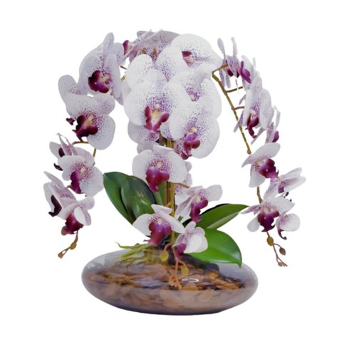 Arranjo Grande Vaso com 4 Flores Realistas de Orquídeas