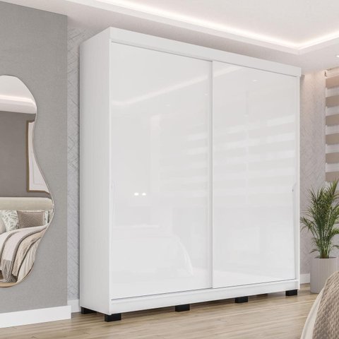 Roupeiro Porto 2 Portas de Correr 2 Gavetas 177x213cm Branco 240826