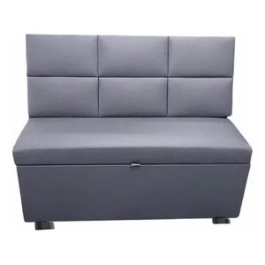 Conjunto Canto Alemão Baú Encosto Ripado Suede 120x120cm:tabaco