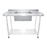 Bancada / Mesa Pia Em Aço Inox com Uma Cuba (50x40x25) Ao Centro E Prateleira (120x60x85) - 1
