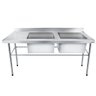 Bancada / Mesa Pia Em Aço Inox com Duas Cubas (50x40x25) A Direita (140x70x85) - 1