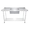 Bancada / Mesa Pia Em Aço Inox com Uma Cuba (50x40x25) Ao Centro E Prateleira (160x60x85) - 1