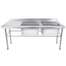 Bancada / Mesa Pia Em Aço Inox com Duas Cubas (50x40x25) A Direita (170x70x85) - 1