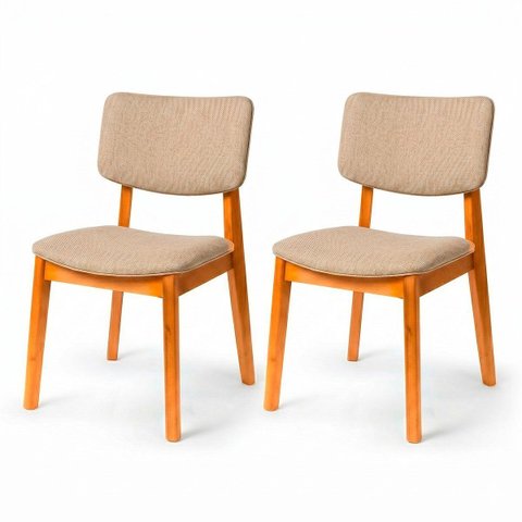 Kit 2 Cadeira de Jantar Madeira Maciça Manuela Estofada Premium Ergonomica Confortável Di Franco