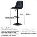 Ver imagem 7 de Kit 10 Banqueta Alta Elegance Estofada com Base Giratória e Regulagem de Altura - Preto