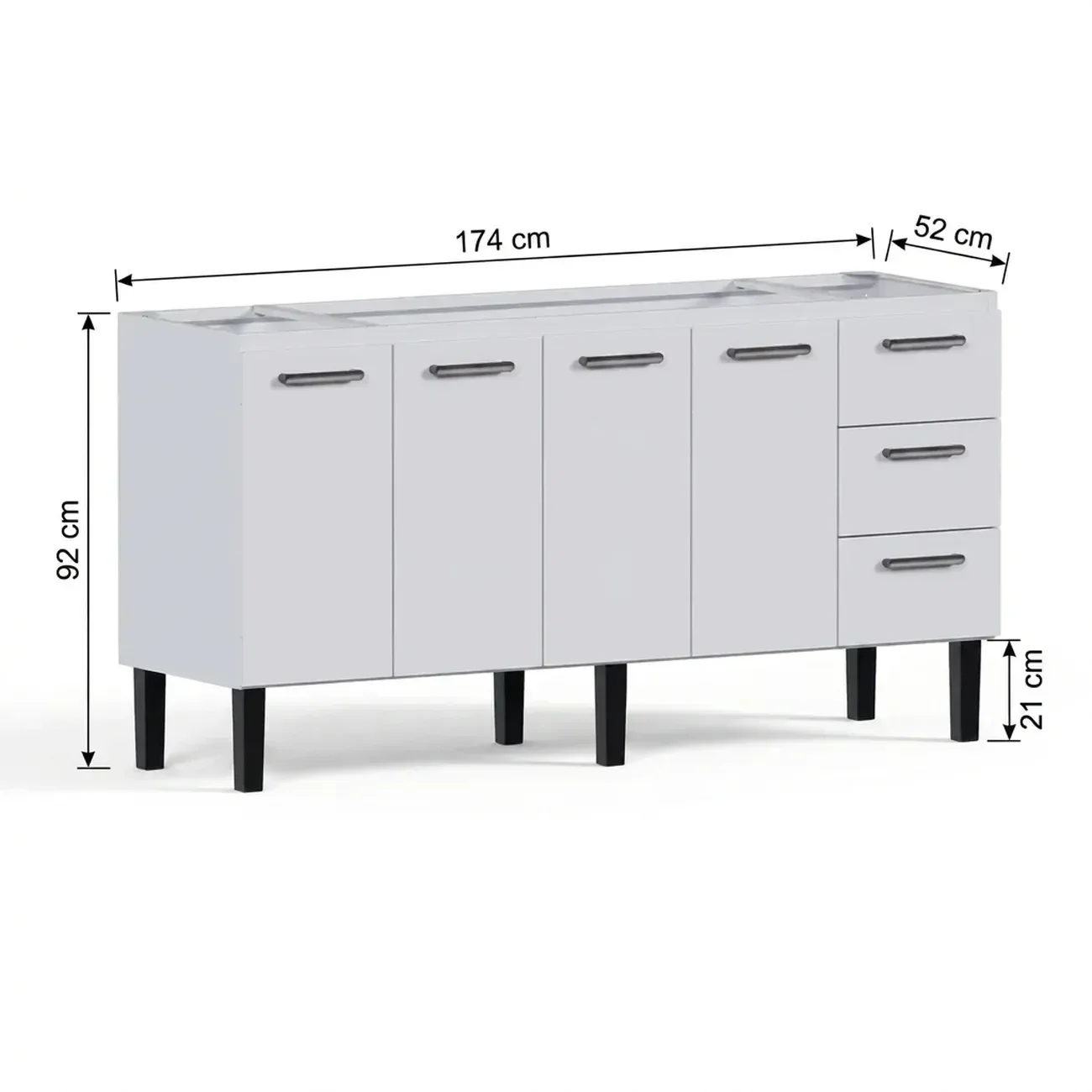 Ver imagem 3 de Gabinete para Cozinha em Aço Novo Vênus - Pia 180cm Branco