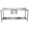 Bancada / Mesa Pia Em Aço Inox com Uma Cuba (56x34x14) Ao Centro E Prateleira (150x60x85) - 1
