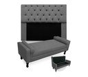Ver imagem 1 de Kit Cabeceira Estofada Mirage e Recamier Baú Fenix Solteiro 90 cm Suede Cinza