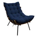 Ver imagem 2 de Kit 02 Poltronas e 02 Puffs Costela Base Fixa Suede - Doce Sonho Móveis - Azul Marinho