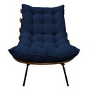 Ver imagem 6 de Kit 02 Poltronas e 02 Puffs Costela Base Fixa Suede - Doce Sonho Móveis - Azul Marinho