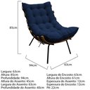 Ver imagem 4 de Kit 02 Poltronas e 02 Puffs Costela Base Fixa Suede - Doce Sonho Móveis - Azul Marinho