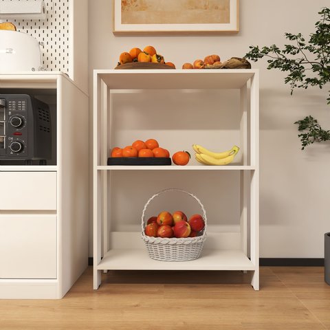 Fruteira para Cozinha para Armazenamento de Itens com Sapatas Plásticas Nos Pés - Branco