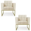 Ver imagem 1 de Poltrona Base Industrial Dourado Kit 2 Ana Sintético Bege - Ibiza