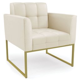 Poltrona Base Industrial Dourado Kit 2 Ana Sintético Bege - Ibiza - 7 Poltrona Base Industrial Dourado Kit 2 Ana Sintético Bege - Ibiza - 7