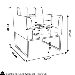 Poltrona Base Industrial Dourado Kit 2 Ana Sintético Bege - Ibiza - 4 Poltrona Base Industrial Dourado Kit 2 Ana Sintético Bege - Ibiza - 4