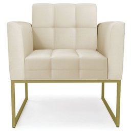 Poltrona Base Industrial Dourado Kit 2 Ana Sintético Bege - Ibiza - 6 Poltrona Base Industrial Dourado Kit 2 Ana Sintético Bege - Ibiza - 6