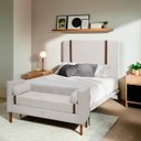 Ver imagem 2 de Kit Cabeceira e Calçadeira Baú para Cama Box Solteiro 90cm Pietro Bouclê - Sofa Store:bouclê Bege Ma