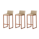 Ver imagem 1 de Kit 3 Banquetas Alta Dani Reforçada Decorativa Balcão Bancada Cozinha Bar Base Bronze Courino Bege