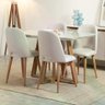 Conjunto de Jantar Mesa com Vidro Bennett 4 Cadeiras Drop - Cinamomo C/ Off White - 1