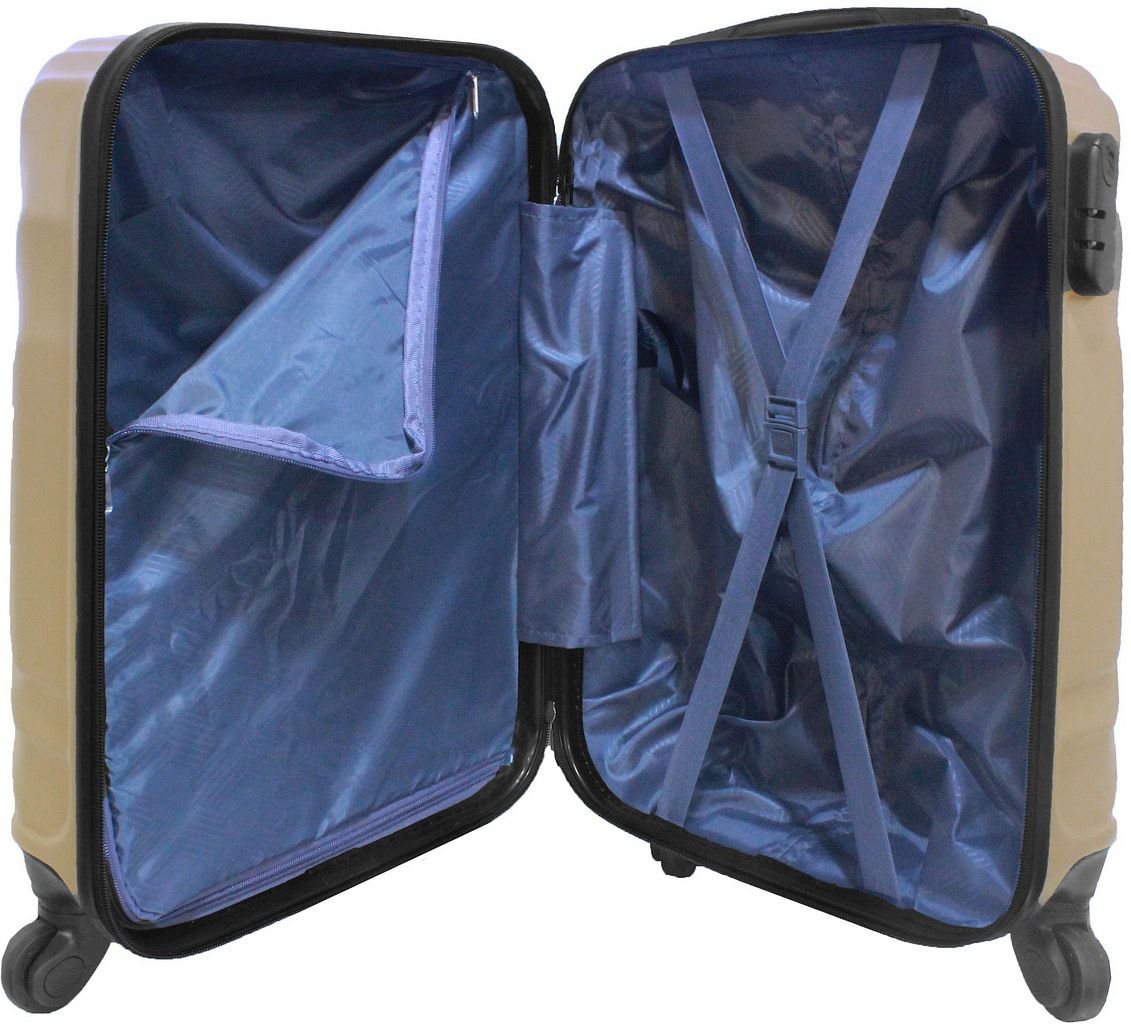 Mala de Bordo Viagem Abs Rígida Pequena 4 Rodinhas Giratórias 360º Cadeado Fixo Senha Dourada - Dour - 5