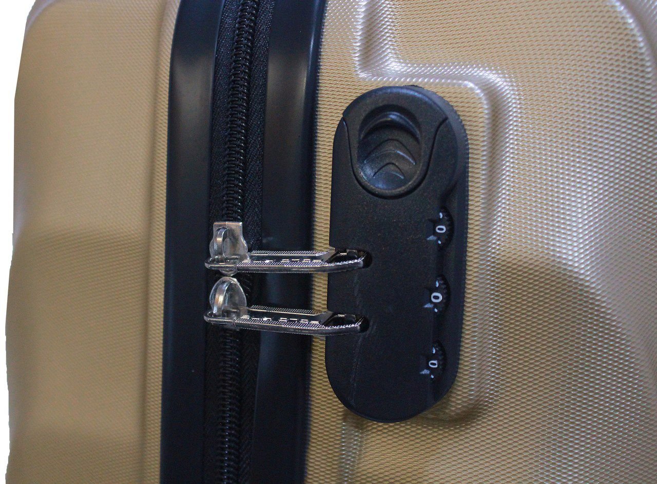 Mala de Bordo Viagem Abs Rígida Pequena 4 Rodinhas Giratórias 360º Cadeado Fixo Senha Dourada - Dour - 3