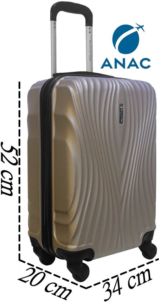 Mala de Bordo Viagem Abs Rígida Pequena 4 Rodinhas Giratórias 360º Cadeado Fixo Senha Dourada - Dour - 2