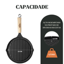 Ver imagem 4 de Bifeteira Estriada 22cm Cabo Madeira Ferro Fundido Panela Mineira