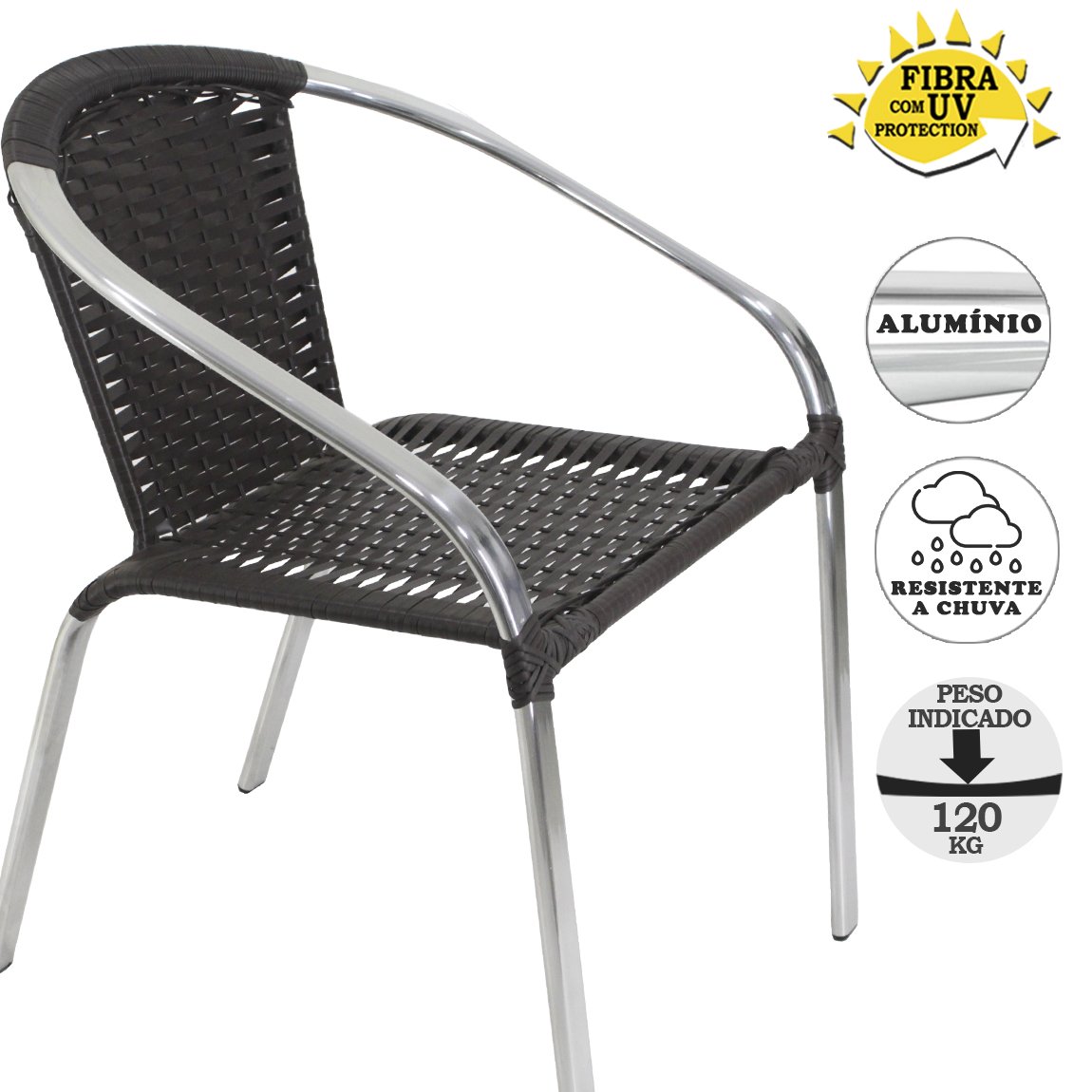 Jogo de Mesa e cadeira de alumínio e fibra sintética Cerejeira