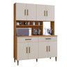 Armario de Cozinha 8 Portas 2 Gavetas Fortaleza Kaiki Moveis Nature/off White - 1