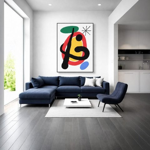 Quadro Canvas Miro Peintures Murales 70x50cm Mold Branca