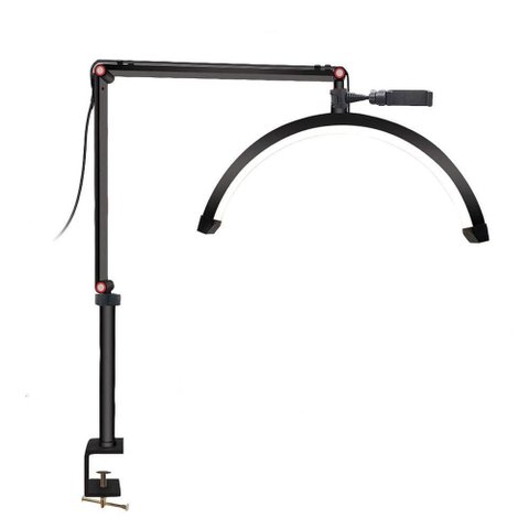 Luz Led Meia Lua para Cílios Tatuagem Esteticista Mesa Braço Oscilante Chicote Branca Preto