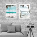 Ver imagem 2 de Kit 2 Quadros Decorativos Praia para Relaxar 24x18cm:moldura Preta