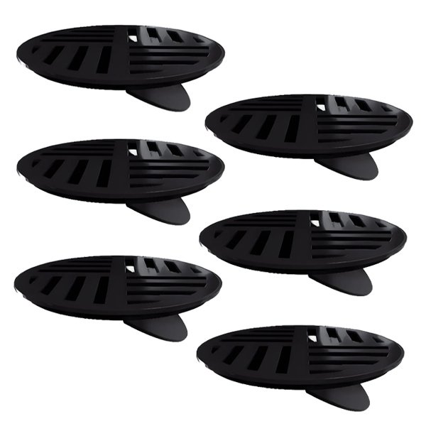 Kit 6 Ralo Grelha Redonda com Fecho Automático Preto 10cm - 1
