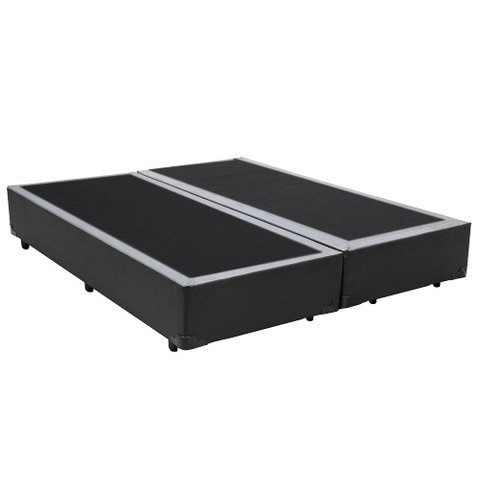 Cama Box Casal Bipartido Principe Das Camas Sintético Cinza 138x188x40