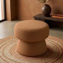 Ver imagem 1 de Puff Decorativo Redondo Liz Sala de Estar Bouclé Terracota - Nexta Casa
