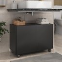 Ver imagem 2 de Gabinete Armário de Banheiro 62,5cm com Rodízios 2 Portas Multimóveis Mp5043 Preto